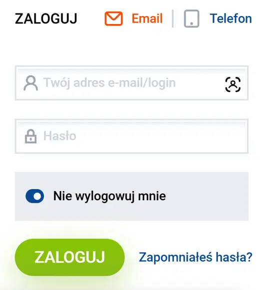 Formularz logowania do Mostbet Casino