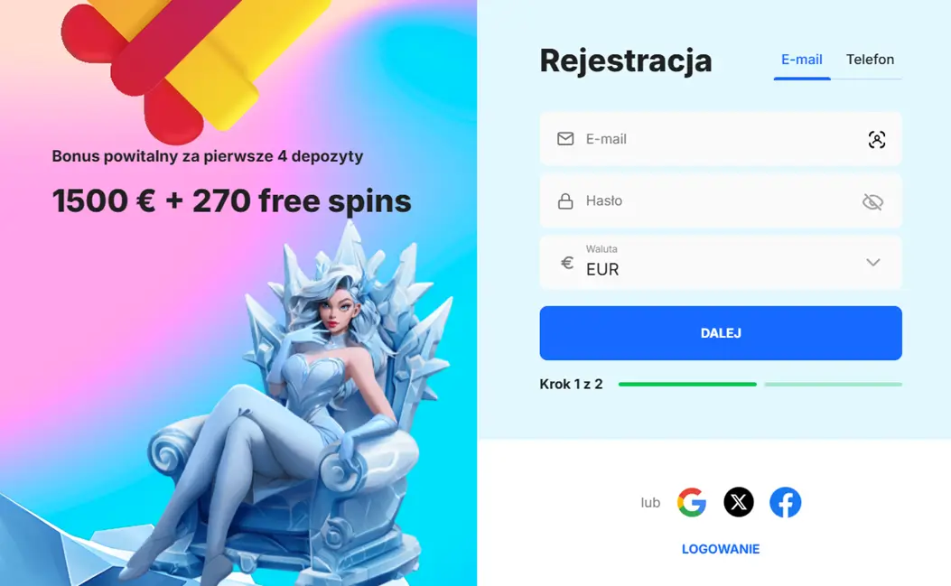 Formularz rejestracji w Ice casino