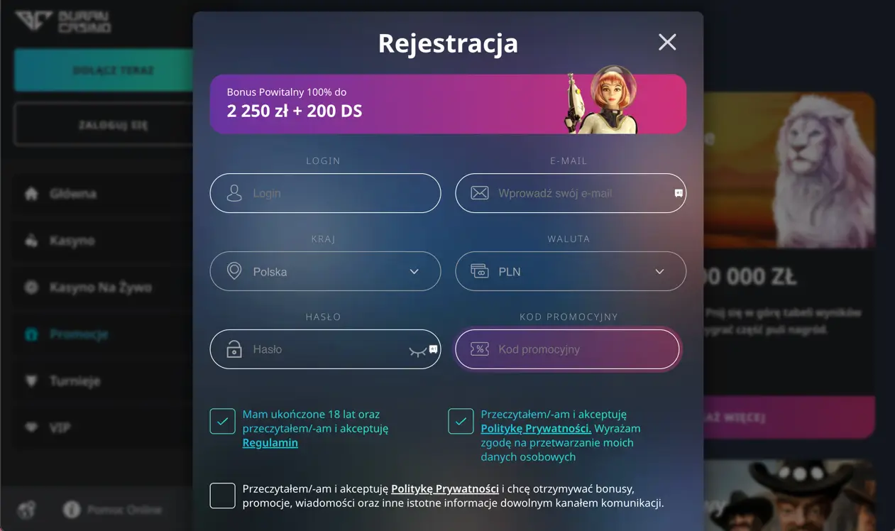 buran casino rejestracja